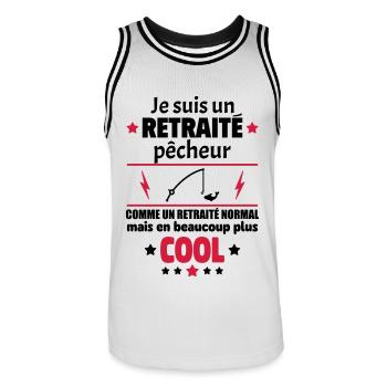 Je suis un retraité pêcheur plus cool, retraite - Maillot de basket Homme - blanc/noir - Devant - AI Model Male 185 dark (185cm)
