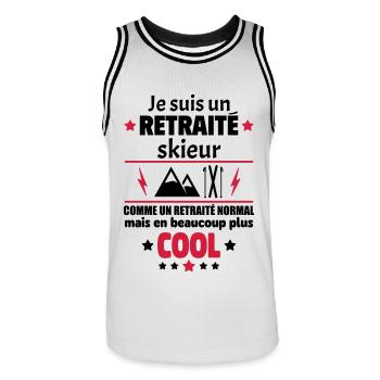 Je suis un retraité skieur plus cool, retraite - Maillot de basket Homme - blanc/noir - Devant - AI Model Male 185 dark (185cm)