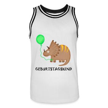 Birthday Boy Triceratops Dino Birthday - Men's Basketball Jersey - white/black - Front - AI Model Male 185 dark (185cm)