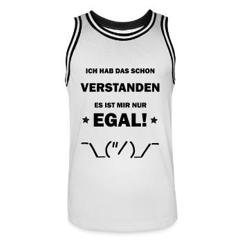 Je m’en fiche Stichmännchen drôle drôle - Maillot de basket Homme - blanc/noir - Devant - AI Model Male 185 dark (185cm)
