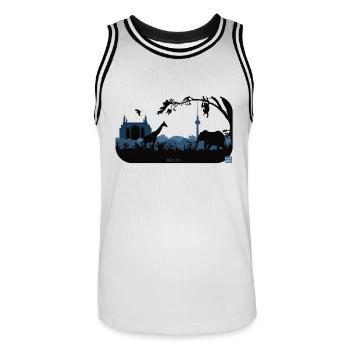 Viazoo Label Design Blues - Männer Basketball-Trikot - Weiß/Schwarz - Vorne - AI Model Male 185 dark (185cm)