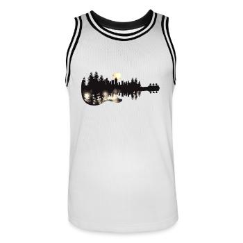 Guitar, Trees, Forest, Nature, Skyline, Sun, Art, Music - Men's Basketball Jersey - white/black - Front - AI Model Male 185 dark (185cm)