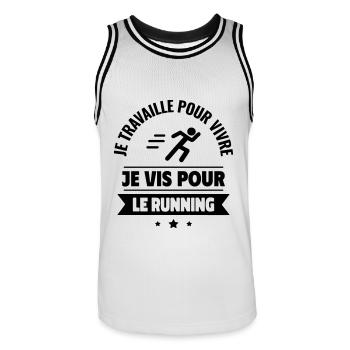 travaille pour vivre, je vis pour courir,running - Maillot de basket Homme - blanc/noir - Devant - AI Model Male 185 dark (185cm)