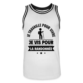 Je travaille pour vivre, je vis pour la randonnée - Maillot de basket Homme - blanc/noir - Devant - AI Model Male 185 dark (185cm)