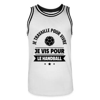 Vivre pour le handball, travailler pour vivre - Maillot de basket Homme - blanc/noir - Devant - AI Model Male 185 dark (185cm)