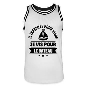Vivre pour la voile,bateau, travailler pour vivre - Maillot de basket Homme - blanc/noir - Devant - AI Model Male 185 dark (185cm)
