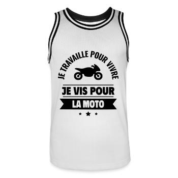 je vis pour la moto - Maillot de basket Homme - blanc/noir - Devant - AI Model Male 185 dark (185cm)