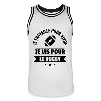 Rugby passion : cadeau parfait pour rugbyman - Maillot de basket Homme - blanc/noir - Devant - AI Model Male 185 dark (185cm)