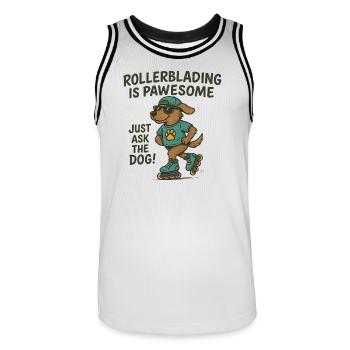 Rollerblading is pawesom dog - Men's Basketball Jersey - white/black - Front - AI Model Male 185 dark (185cm)