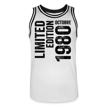 1980 - Men's Basketball Jersey - white/black - Front - AI Model Male 185 dark (185cm)