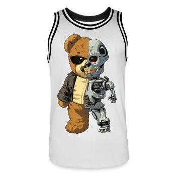 Ours Robot Cyborg - Maillot de basket Homme - blanc/noir - Devant - AI Model Male 185 dark (185cm)