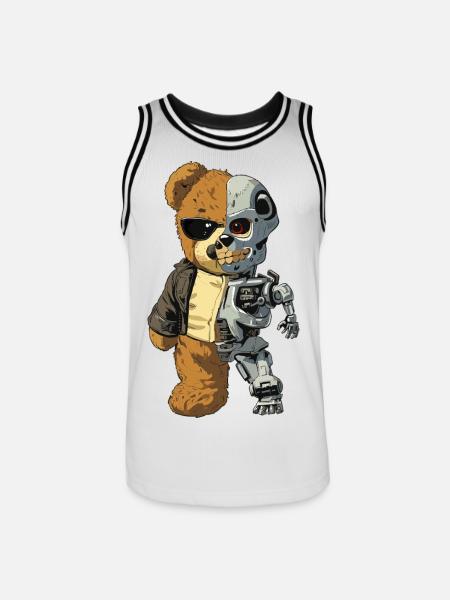 Bear Robot Cyborg - Men's Basketball Jersey - white/black