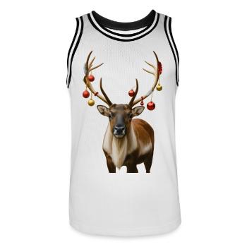 Renne Cerf de Noël - Maillot de basket Homme - blanc/noir - Devant - AI Model Male 185 dark (185cm)