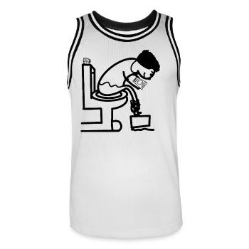 Humour d’homme drôle sur les toilettes - Maillot de basket Homme - blanc/noir - Devant - AI Model Male 185 dark (185cm)