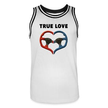 True Love Steering Hearts Geschenk Hochzeit Heirat - Männer Basketball-Trikot - Weiß/Schwarz - Vorne - AI Model Male 185 dark (185cm)