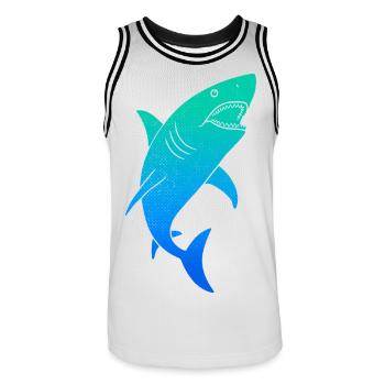 Requins Requins Enfants Colorés Garçons Garçons Shark - Maillot de basket Homme - blanc/noir - Devant - AI Model Male 185 dark (185cm)