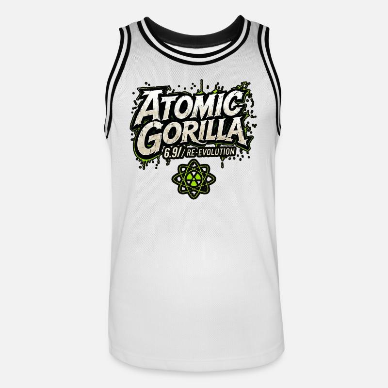 Réévolution du gorille atomique - Maillot de basket Homme - blanc/noir