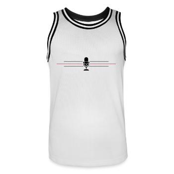 Podcast Microphone Icon - Men's Basketball Jersey - white/black - Front - AI Model Male 185 dark (185cm)