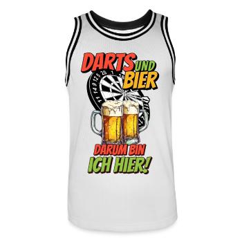 Darts Bier Dart Alkohol Trinken Saufen Kneipe - Männer Basketball-Trikot - Weiß/Schwarz - Vorne - AI Model Male 185 dark (185cm)