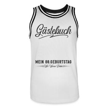 88. Geburtstag Gästebuch - Männer Basketball-Trikot - Weiß/Schwarz - Vorne - AI Model Male 185 dark (185cm)