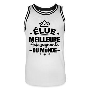 Élue meilleure aide soignante du monde - Maillot de basket Homme - blanc/noir - Devant - AI Model Male 185 dark (185cm)