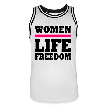 Women life freedom iran - Maillot de basket Homme - blanc/noir - Devant - AI Model Male 185 dark (185cm)