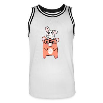 cool bear and cute bunny - Men's Basketball Jersey - white/black - Front - AI Model Male 185 dark (185cm)