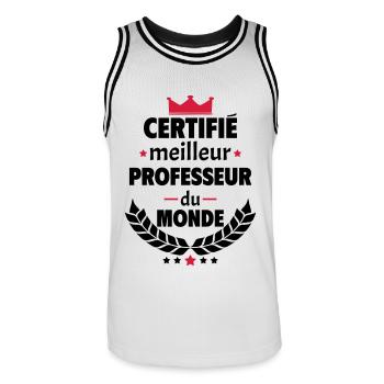 Certifié meilleur professeur, fête des pères, noël - Maillot de basket Homme - blanc/noir - Devant - AI Model Male 185 dark (185cm)