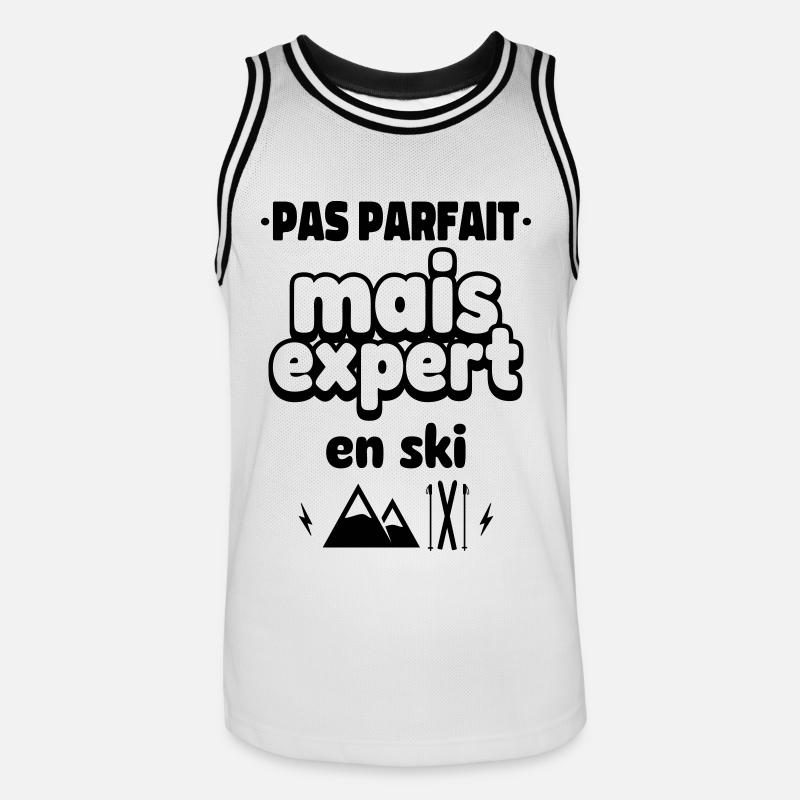 pas parfait expert en ski - Maillot de basket Homme - blanc/noir