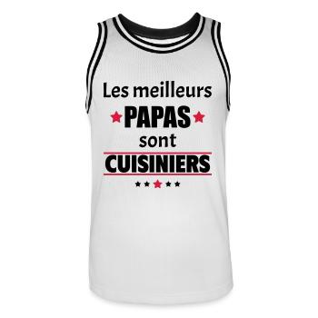 Les meilleurs papas sont cuisiniers,fête des pères - Maillot de basket Homme - blanc/noir - Devant - AI Model Male 185 dark (185cm)