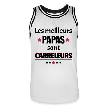 Les meilleurs papas sont carreleurs,fête des pères - Maillot de basket Homme - blanc/noir - Devant - AI Model Male 185 dark (185cm)