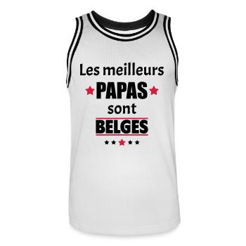 Les meilleurs papas sont belges, fête des pères - Maillot de basket Homme - blanc/noir - Devant - AI Model Male 185 dark (185cm)