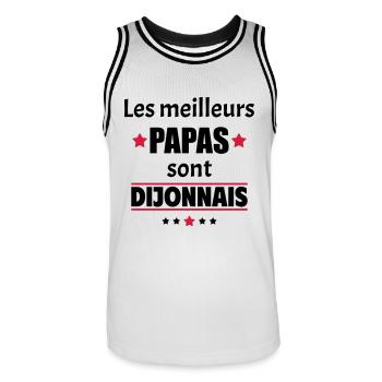Les meilleurs papas sont dijonnais, fête des pères - Maillot de basket Homme - blanc/noir - Devant - AI Model Male 185 dark (185cm)