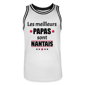 Les meilleurs papas sont nantais, fête des pères - Maillot de basket Homme - blanc/noir - Devant - AI Model Male 185 dark (185cm)
