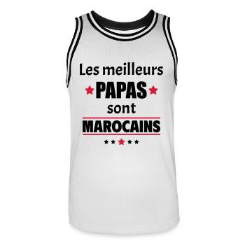 Les meilleurs papas sont marocains, fête des pères - Maillot de basket Homme - blanc/noir - Devant - AI Model Male 185 dark (185cm)