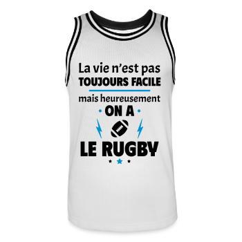 La vie n'est pas toujours facile, rugby - Maillot de basket Homme - blanc/noir - Devant - AI Model Male 185 dark (185cm)
