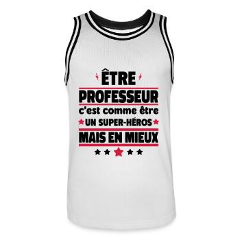 Être professeur, c'est mieux qu'être un héros - Maillot de basket Homme - blanc/noir - Devant - AI Model Male 185 dark (185cm)