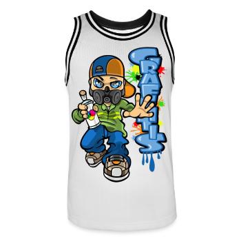 B-boy and graffiti - Maillot de basket Homme - blanc/noir - Devant - AI Model Male 185 dark (185cm)