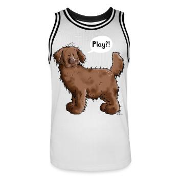 Play Newfoundland Dog- Newfi - Newfis - Gift - Fun - Men's Basketball Jersey - white/black - Front - AI Model Male 185 dark (185cm)