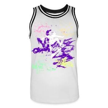Patineur - Maillot de basket Homme - blanc/noir - Devant - AI Model Male 185 dark (185cm)