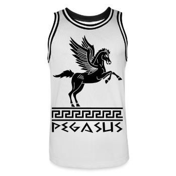 Cheval Pégase noir - Maillot de basket Homme - blanc/noir - Devant - AI Model Male 185 dark (185cm)