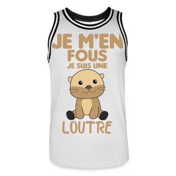 Je M'en Fous Je Suis Une Loutre Cadeau - Maillot de basket Homme - blanc/noir - Devant - AI Model Male 185 dark (185cm)