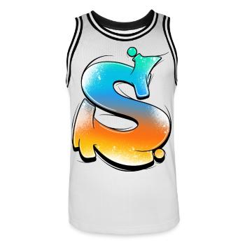 S-Farbverlauf Neon Spritzer - Männer Basketball-Trikot - Weiß/Schwarz - Vorne - AI Model Male 185 dark (185cm)
