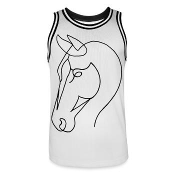 Skizze des schwarzen Pferdes - Männer Basketball-Trikot - Weiß/Schwarz - Vorne - AI Model Male 185 dark (185cm)