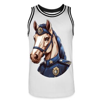 Polizei Pferd - Männer Basketball-Trikot - Weiß/Schwarz - Vorne - AI Model Male 185 dark (185cm)