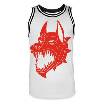Red Dog of the Underworld - Men's Basketball Jersey - white/black - Front - AI Model Male 185 dark (185cm)