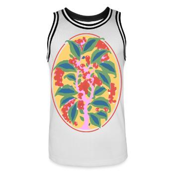 Fleurs abstraites - Illustration de la nature vive - Maillot de basket Homme - blanc/noir - Devant - AI Model Male 185 dark (185cm)