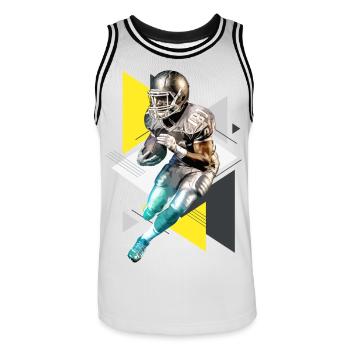 Joueur de football américain USA Amérique Sports Rétro - Maillot de basket Homme - blanc/noir - Devant - AI Model Male 185 dark (185cm)
