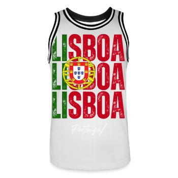 Lissabon, Portugal, Souvenir von Lissabon - Männer Basketball-Trikot - Weiß/Schwarz - Vorne - AI Model Male 185 dark (185cm)