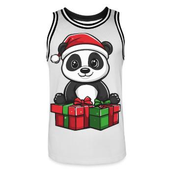 Panda Christmas Gifts - Men's Basketball Jersey - white/black - Front - AI Model Male 185 dark (185cm)